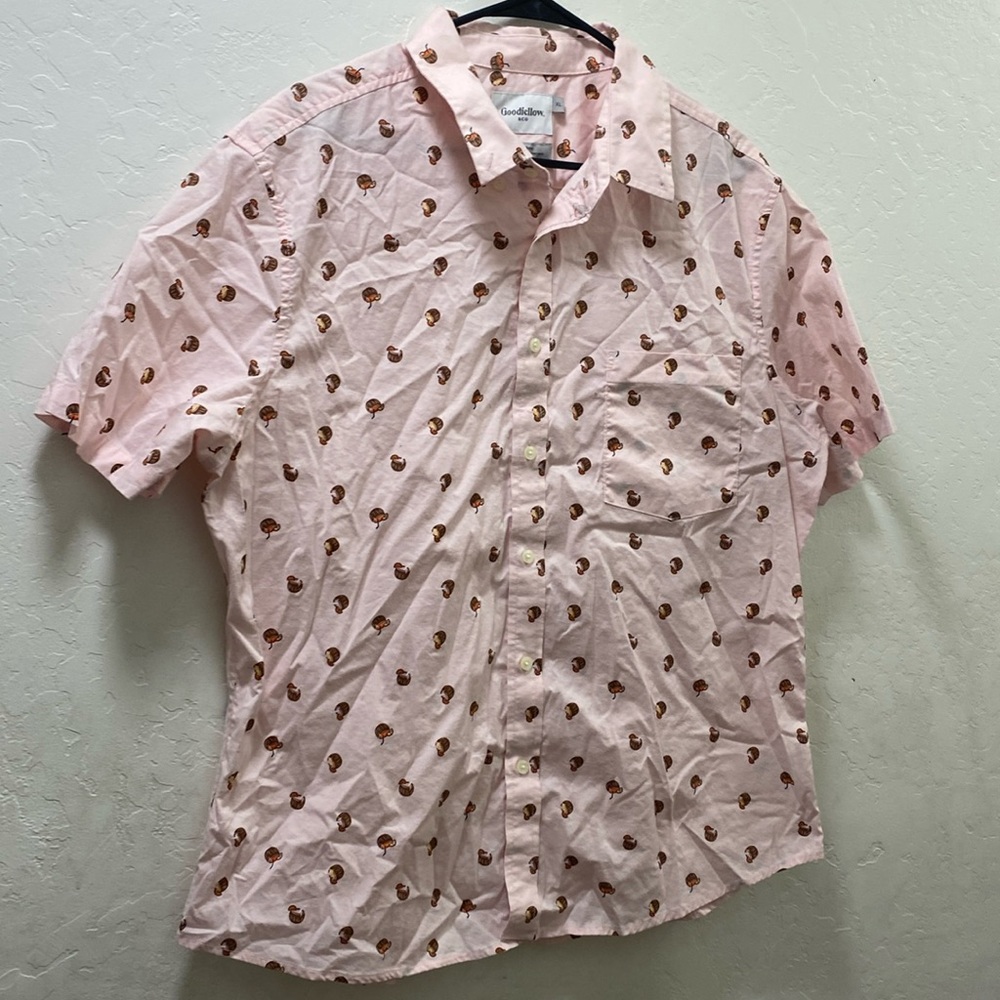 Goodfellow Men’s XL Slim-fit Northrop Coconut Drink Print Hawaiian-style shirt